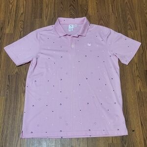 Men’s XL Puma Arnold Palmer Colab Golf Polo Shirt Pink Performance Wear C10